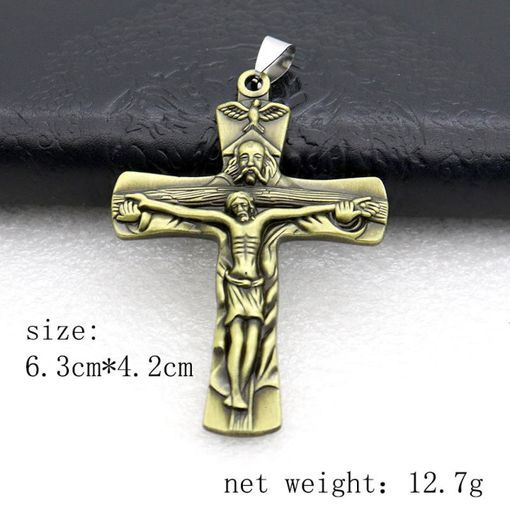 Christianartworkshop Antique Crucifix Keychain with Detailed Craftsmanship: Rare Emblem of Faith for Devout Hearts - Olive - image 3