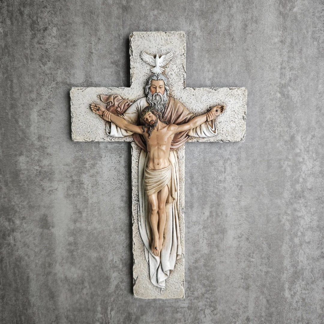 Christianartworkshop Holy Trinity Crucifix Wall Art with Christ, Father and Holy Spirit - Crucifix - image 0