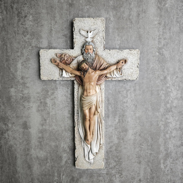 Christianartworkshop Holy Trinity Crucifix Wall Art with Christ, Father and Holy Spirit - Crucifix - image 0