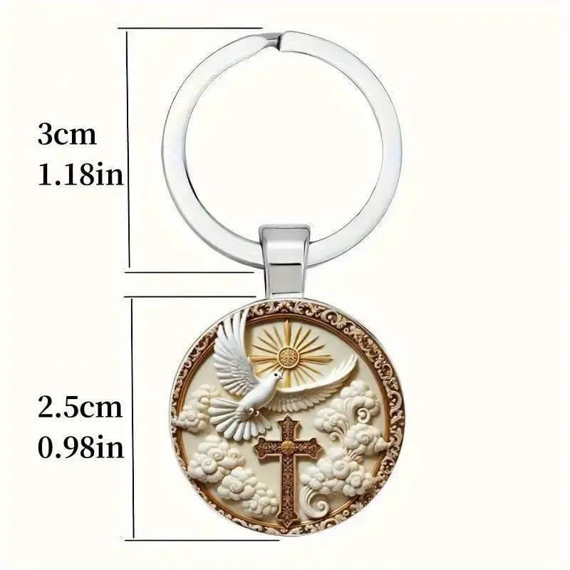 Christianartworkshop Minimalist Silver - Toned Dove Cross Keychain: Subtle Reminder of Divine Love - image 3