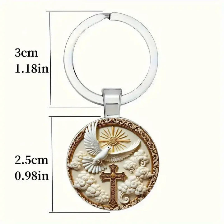 Christianartworkshop Minimalist Silver - Toned Dove Cross Keychain: Subtle Reminder of Divine Love - image 3