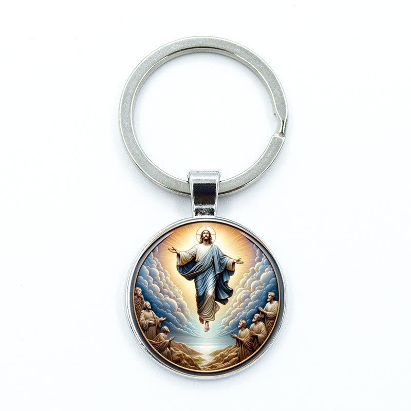 Christianartworkshop Classic Round Glass Keychain Of Divine Ascension: Timeless Symbol Of Faith's Uplifting Power - image 2