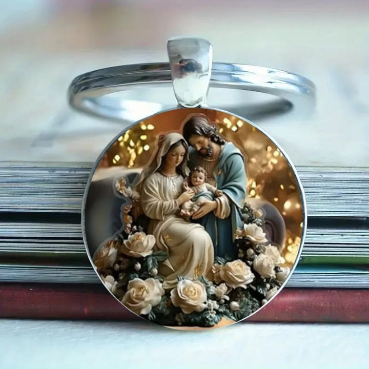 Christianartworkshop Classic Round Glass Keychain Of Divine Ascension: Timeless Symbol Of Faith's Uplifting Power - image 3