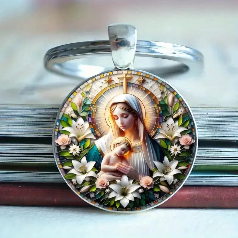 Christianartworkshop Classic Round Glass Keychain Of Divine Ascension: Timeless Symbol Of Faith's Uplifting Power - image 4