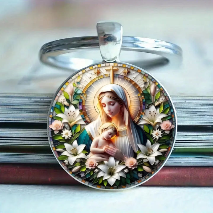 Christianartworkshop Classic Round Glass Keychain Of Divine Ascension: Timeless Symbol Of Faith's Uplifting Power - image 4
