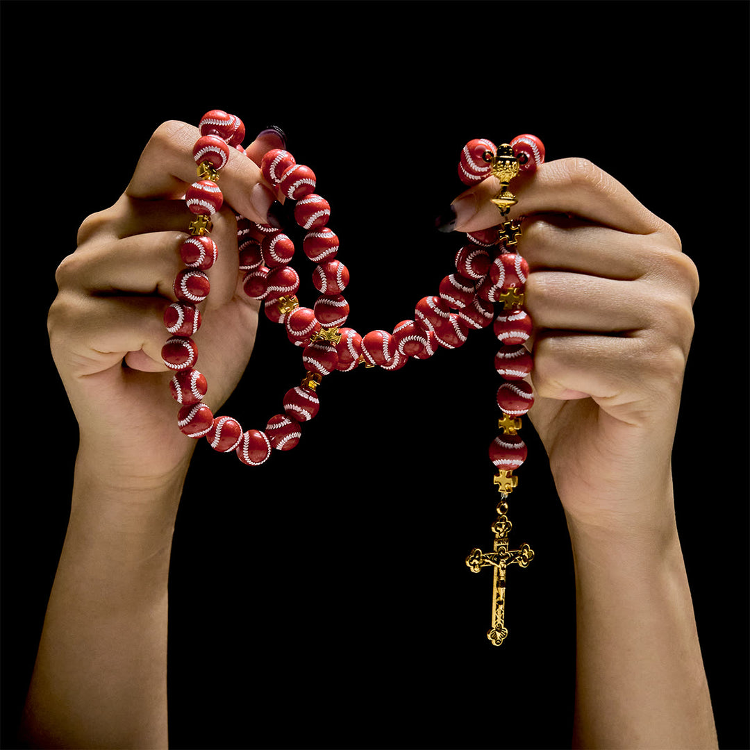 Christianartworkshop Blessed Miniature Baseball Beads Rosary with Golden Holy Chalice & Crucifix: Merge Faith and Sport - image 23