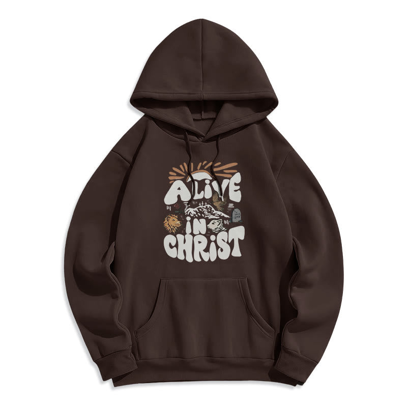 Christianartworkshop Alive in Christ Resurrection Halloween Style Fleece Lined Polyester Hoodie - Brown - 2XL - image 0
