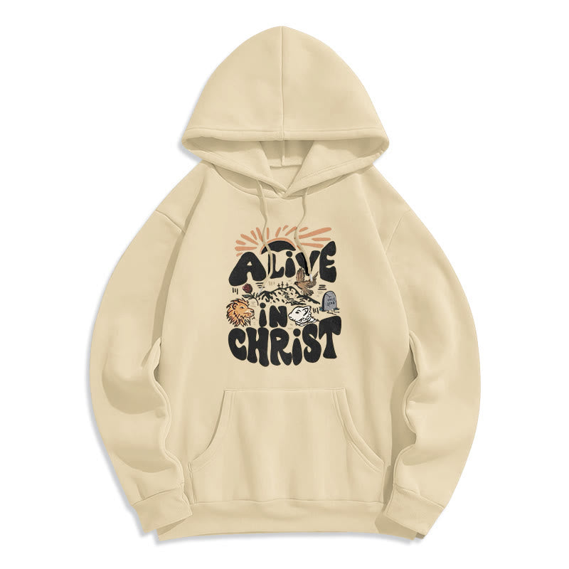 Christianartworkshop Alive in Christ Resurrection Halloween Style Fleece Lined Polyester Hoodie - Beige - 2XL - image 5