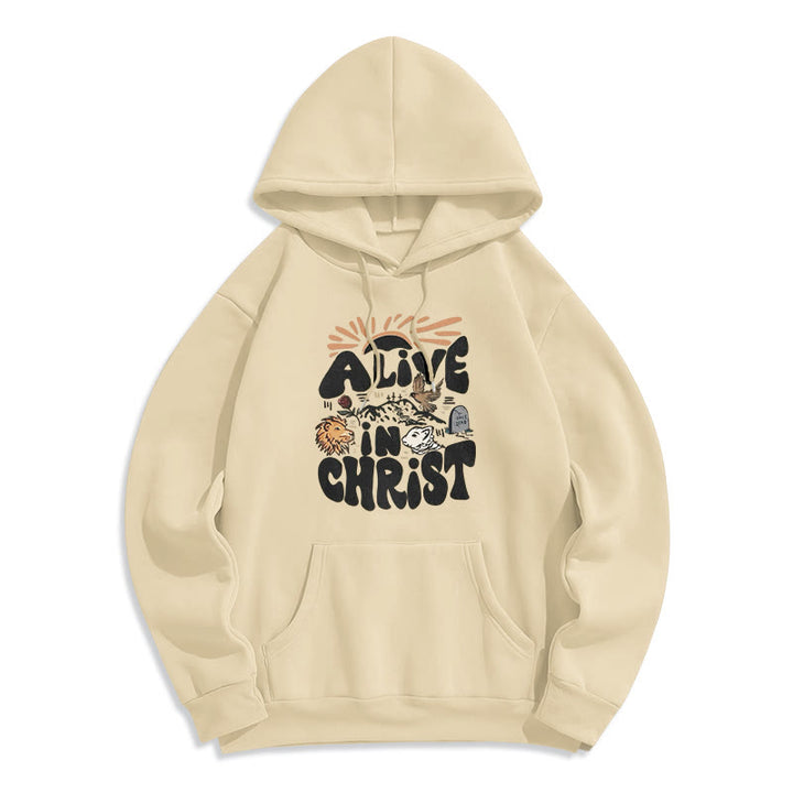 Christianartworkshop Alive in Christ Resurrection Halloween Style Fleece Lined Polyester Hoodie - Beige - 2XL - image 5