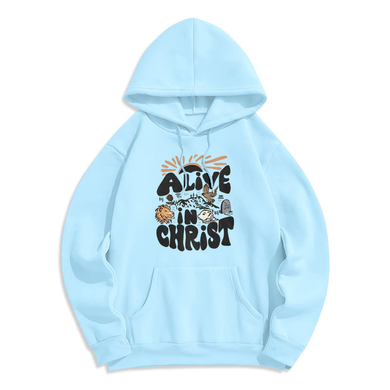 Christianartworkshop Alive in Christ Resurrection Halloween Style Fleece Lined Polyester Hoodie - Blue - 2XL - image 4