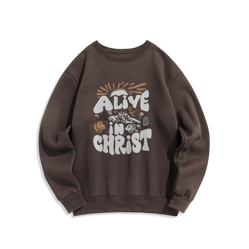 Christianartworkshop Alive in Christ Resurrection Halloween Style Fleece Lined Polyester Sweatshirt - Brown - 2XL - image 0