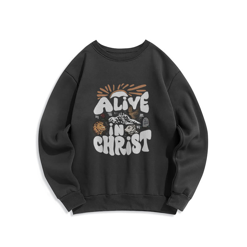 Christianartworkshop Alive in Christ Resurrection Halloween Style Fleece Lined Polyester Sweatshirt - Black - 2XL - image 5