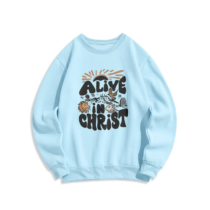Christianartworkshop Alive in Christ Resurrection Halloween Style Fleece Lined Polyester Sweatshirt - Blue - 2XL - image 4