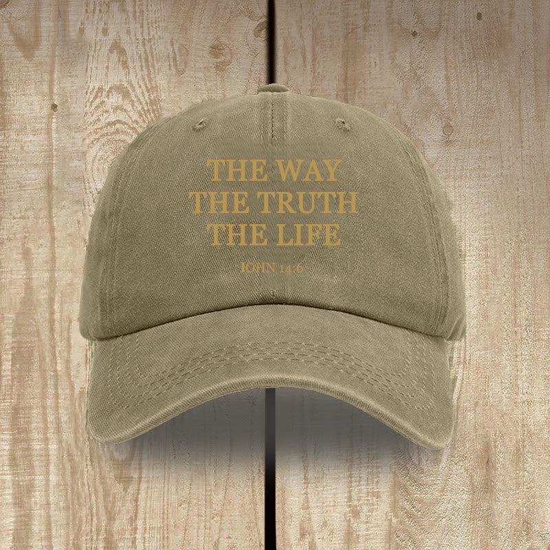 Christianartworkshop The Way The Truth The Life Bible Verse Washed Cotton Hat - Khaki - image 9