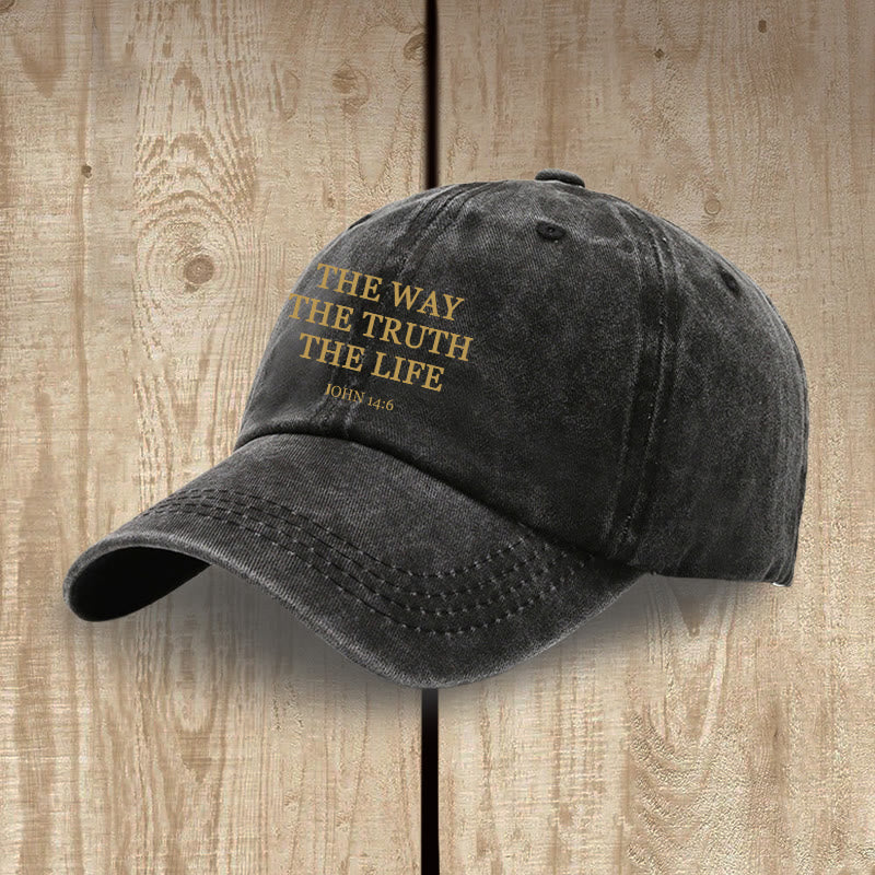Christianartworkshop The Way The Truth The Life Bible Verse Washed Cotton Hat - image 3