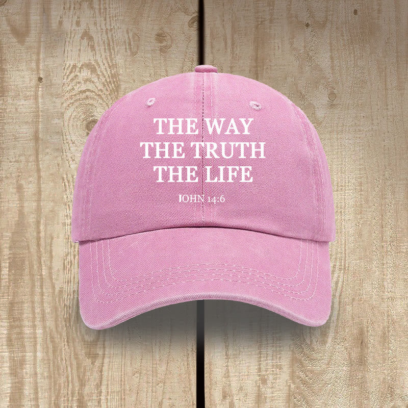 Christianartworkshop The Way The Truth The Life Bible Verse Washed Cotton Hat - Pink - image 11