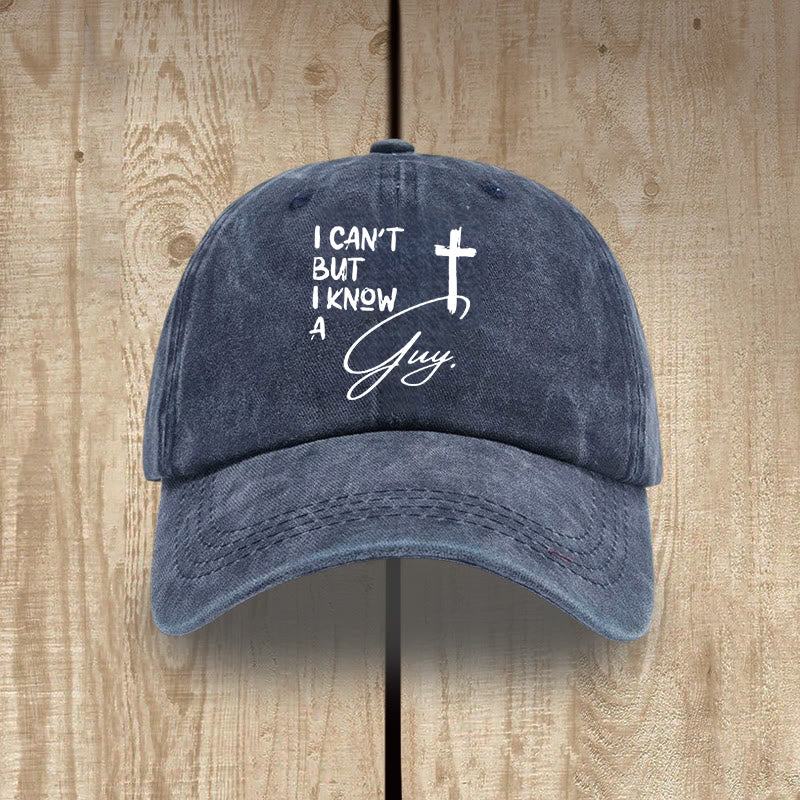 Christianartworkshop I Can't He Can Jesus Cross Everyday Faith Washed Cotton Hat - Navy Blue - image 9