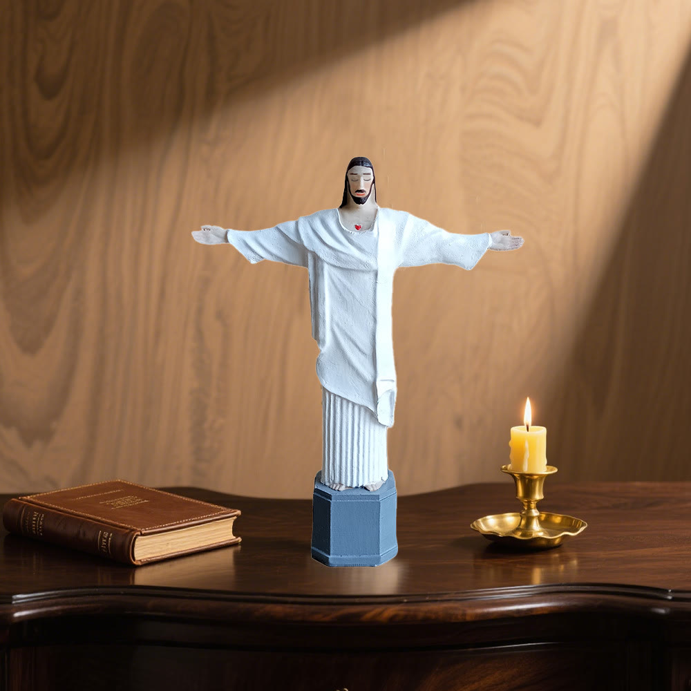 Christianartworkshop Sacred Heart Christ Desktop Decoration with Open Arms of Blessing - Crucifix - image 0