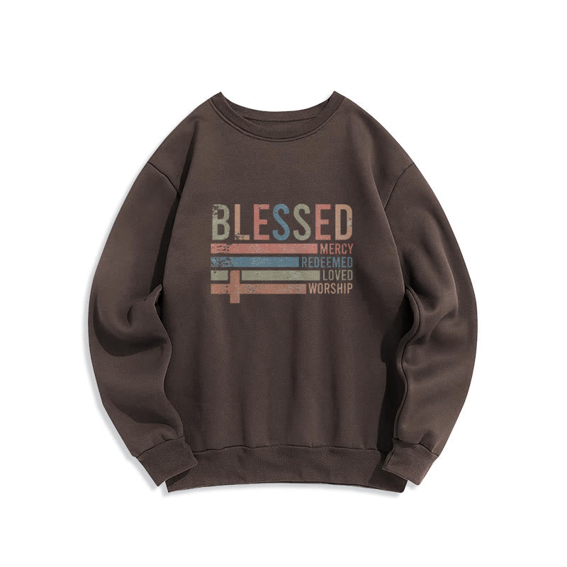 Christianartworkshop Faith - Inspired Blessed Cross Graphic Fleece Lined Polyester Sweatshirt - Brown - 2XL - image 6