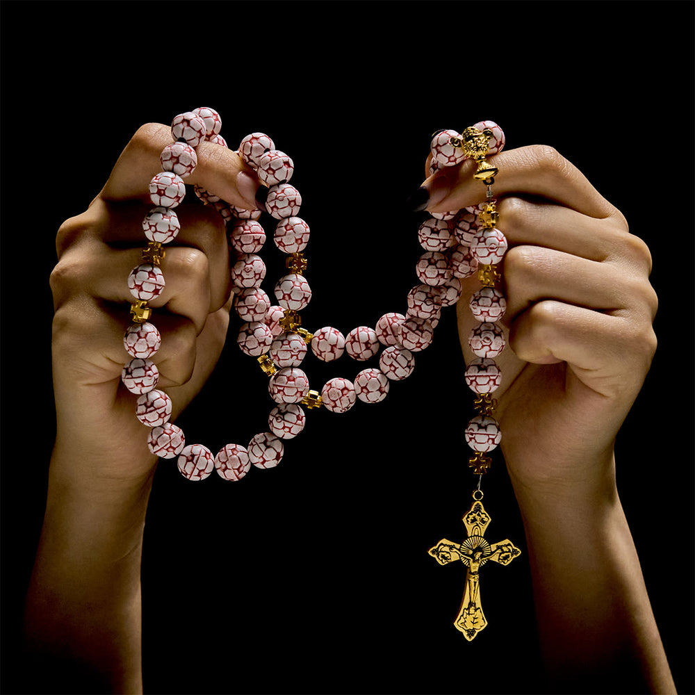 Christianartworkshop Dual Colors Faith & Victory Soccer Rosary with Crucifix & Holy Grail - image 1