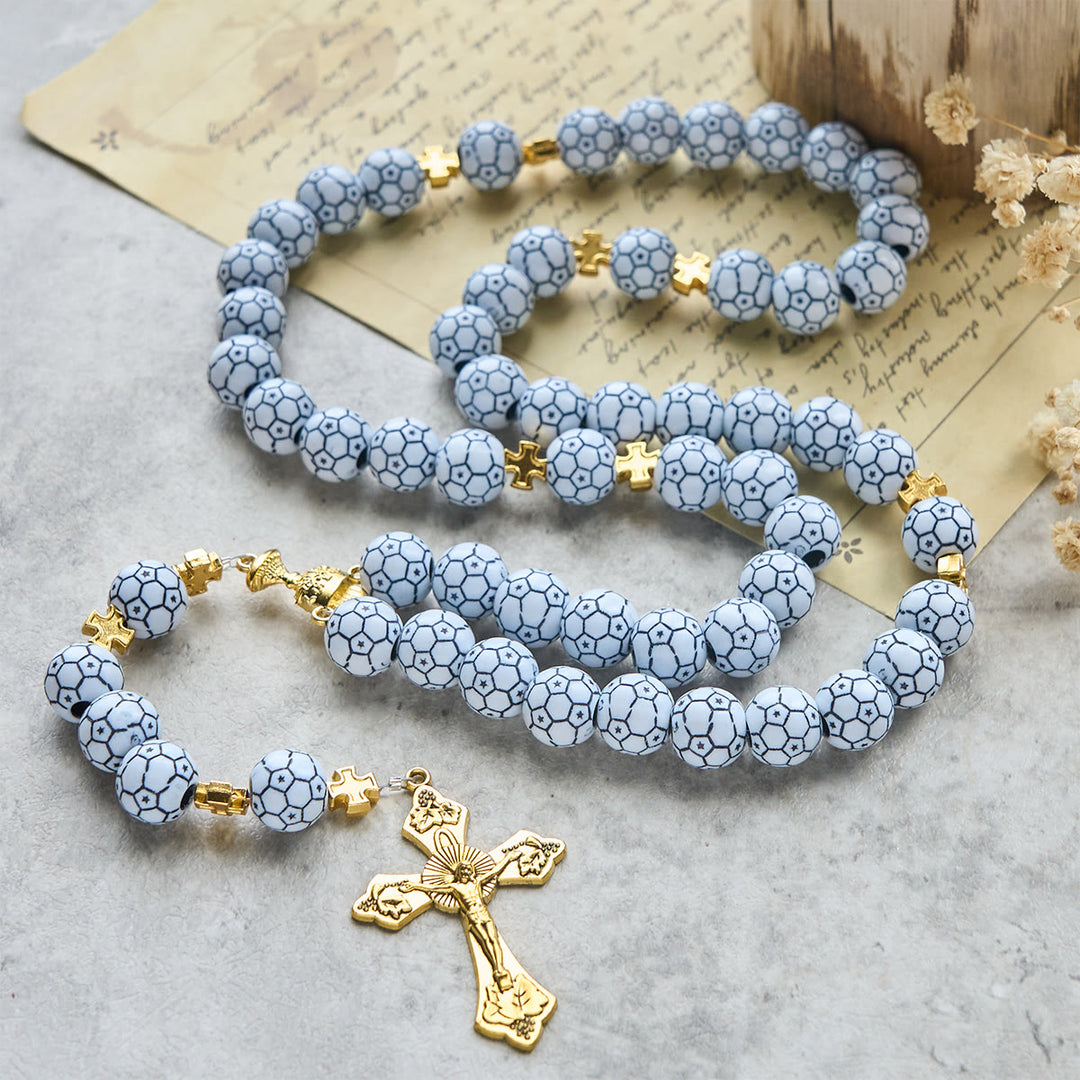 Christianartworkshop Dual Colors Faith & Victory Soccer Rosary with Crucifix & Holy Grail - image 13