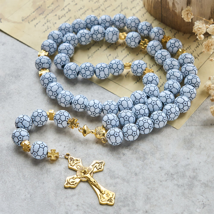 Christianartworkshop Dual Colors Faith & Victory Soccer Rosary with Crucifix & Holy Grail - image 14