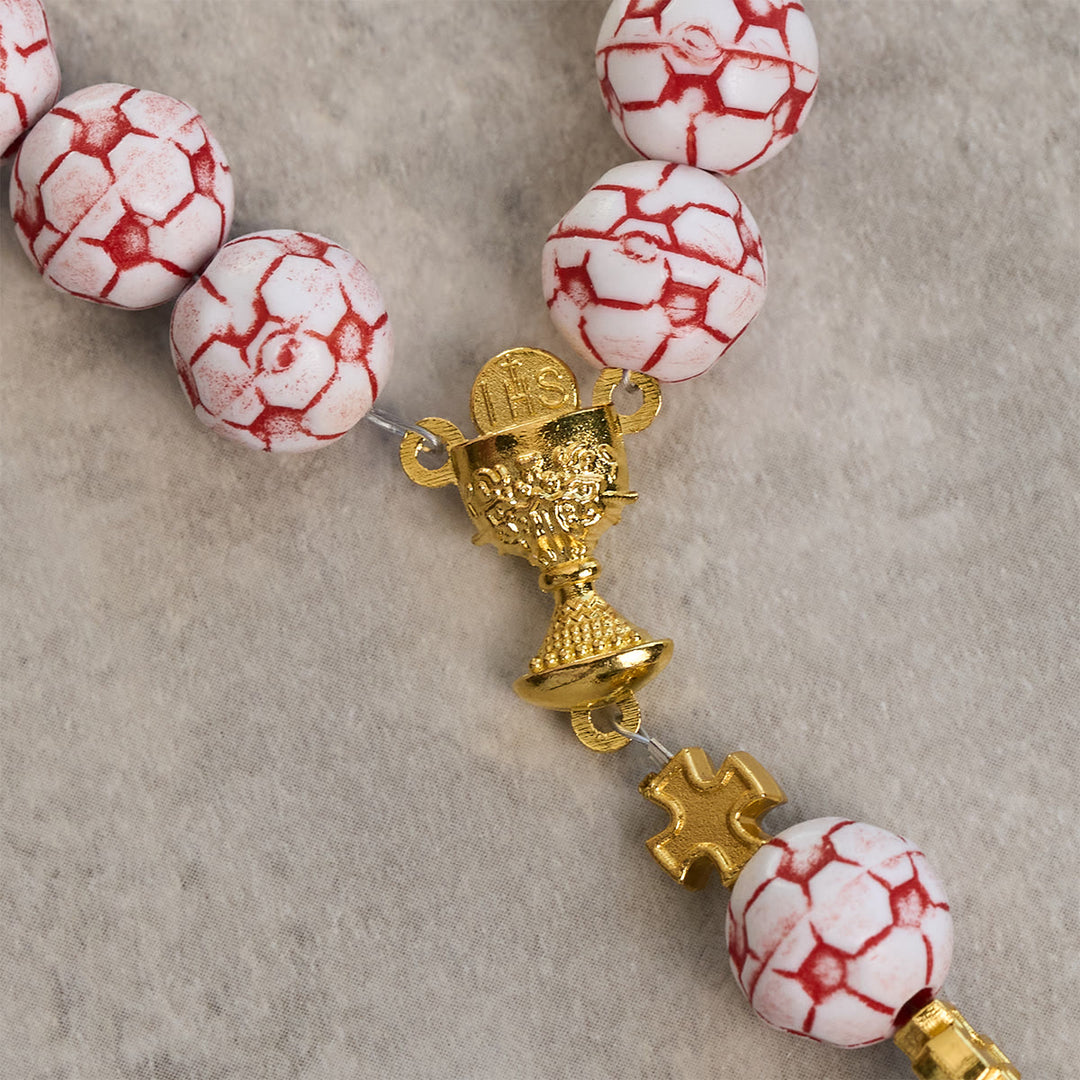 Christianartworkshop Dual Colors Faith & Victory Soccer Rosary with Crucifix & Holy Grail - image 7