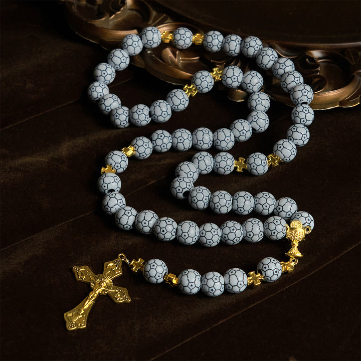 Christianartworkshop Dual Colors Faith & Victory Soccer Rosary with Crucifix & Holy Grail - image 11
