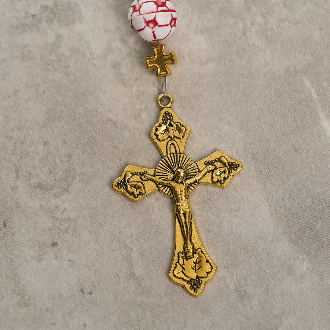 Christianartworkshop Dual Colors Faith & Victory Soccer Rosary with Crucifix & Holy Grail - image 8