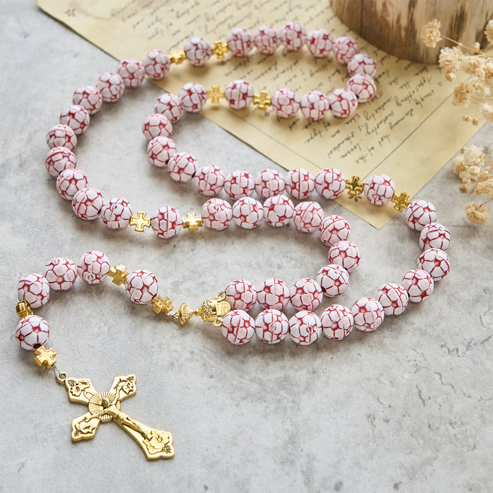 Christianartworkshop Dual Colors Faith & Victory Soccer Rosary with Crucifix & Holy Grail - image 4