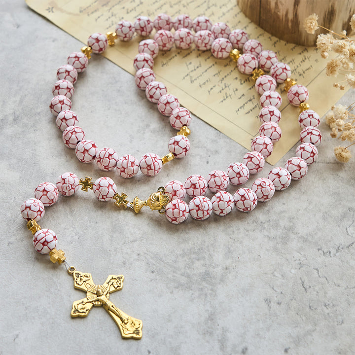 Christianartworkshop Dual Colors Faith & Victory Soccer Rosary with Crucifix & Holy Grail - image 5
