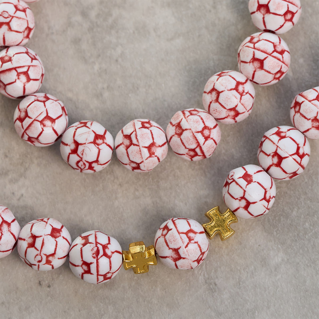 Christianartworkshop Dual Colors Faith & Victory Soccer Rosary with Crucifix & Holy Grail - image 6