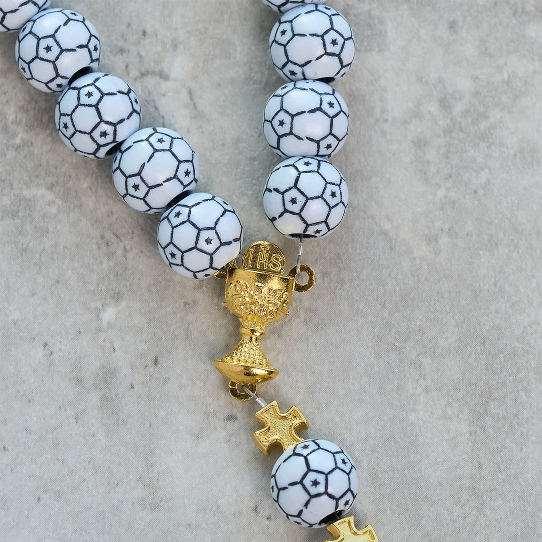 Christianartworkshop Dual Colors Faith & Victory Soccer Rosary with Crucifix & Holy Grail - image 16