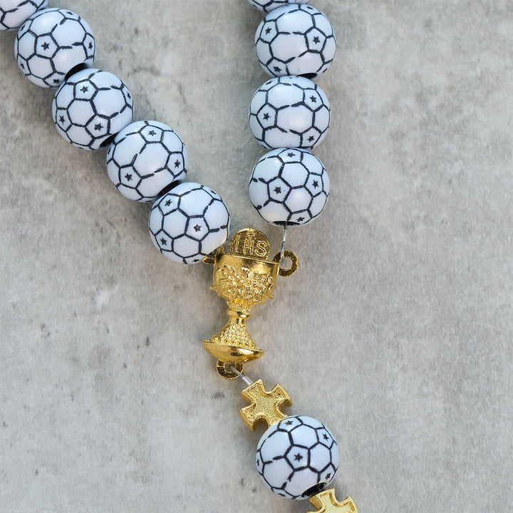 Christianartworkshop Dual Colors Faith & Victory Soccer Rosary with Crucifix & Holy Grail - image 16