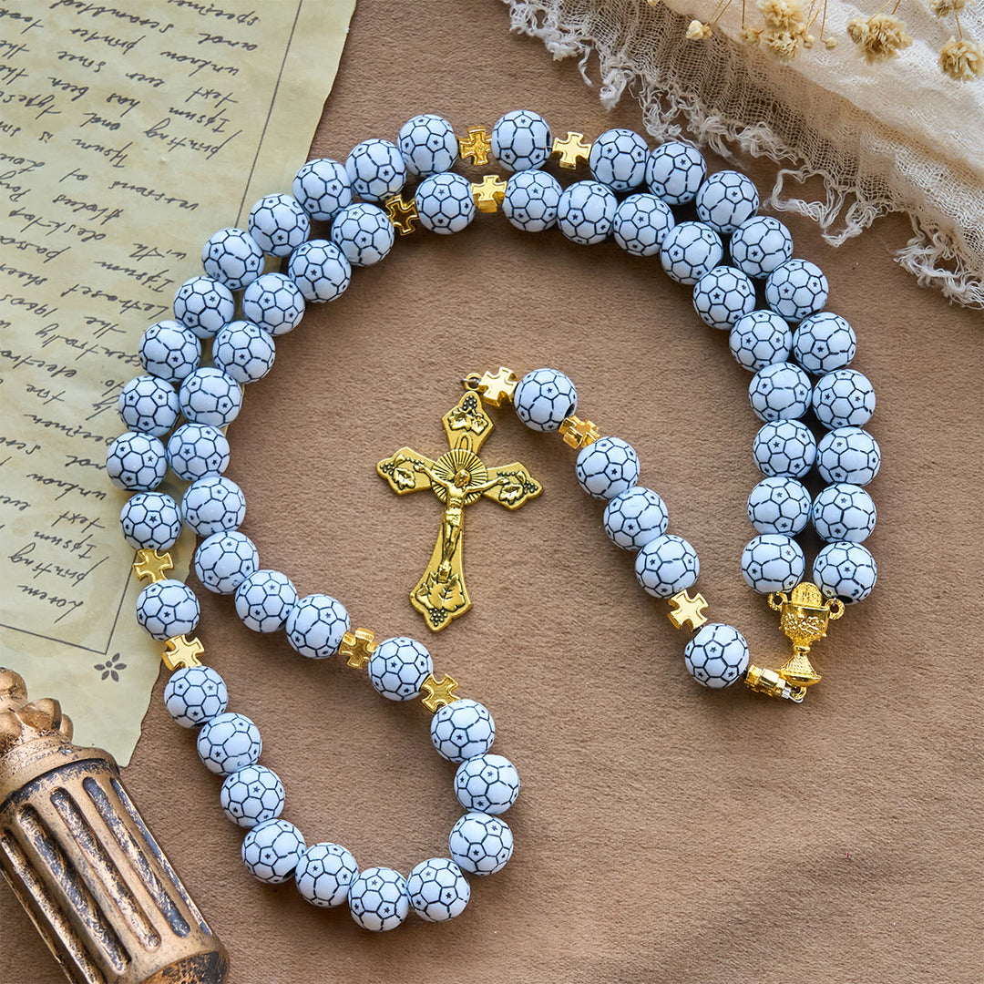 Christianartworkshop Dual Colors Faith & Victory Soccer Rosary with Crucifix & Holy Grail - image 12