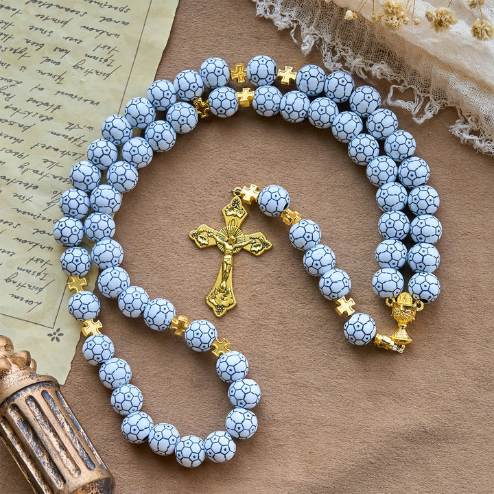 Christianartworkshop Dual Colors Faith & Victory Soccer Rosary with Crucifix & Holy Grail - image 12