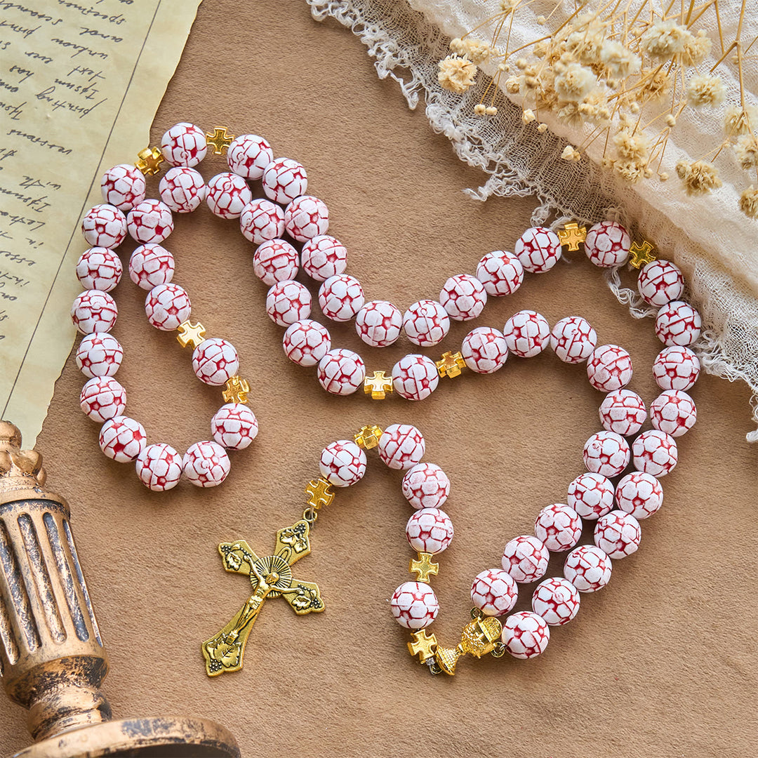 FREE Today: Dual Colors Faith & Victory Soccer Rosary with Crucifix & Holy Grail - image 3