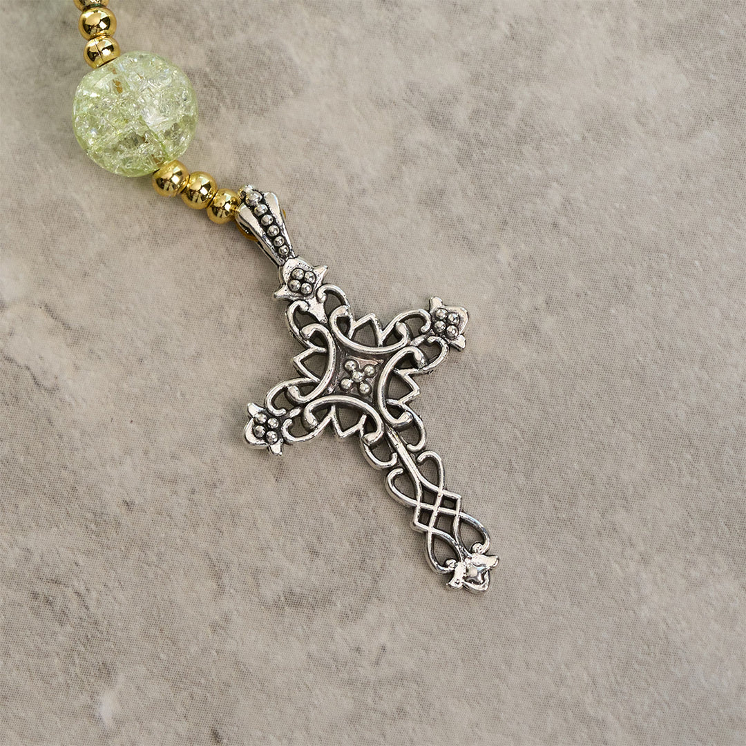 FREE Today: Miraculous Medal & Celtic Cross of 8 mm Round Multicolor Glass Alloy Chain Rosary - image 5