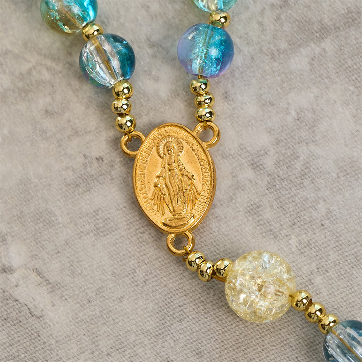 FREE Today: Miraculous Medal & Celtic Cross of 8 mm Round Multicolor Glass Alloy Chain Rosary - image 4