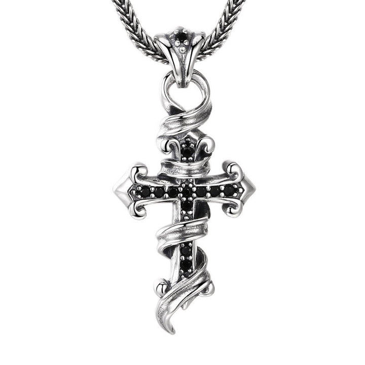 Christianartworkshop Retro - Inspired Sterling Silver Cross Earrings with Twisted Design: A Nostalgic Symbol of Faith - Black Zircon - image 5