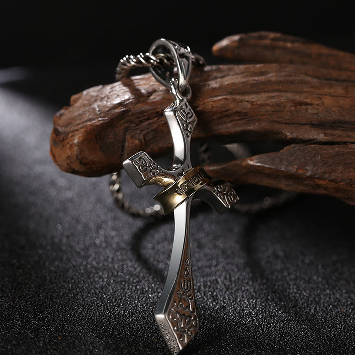 Christianartworkshop Classic Sterling Silver Cross Necklace with Rotating Ring: A Profound Symbol of Everlasting Faith - image 2