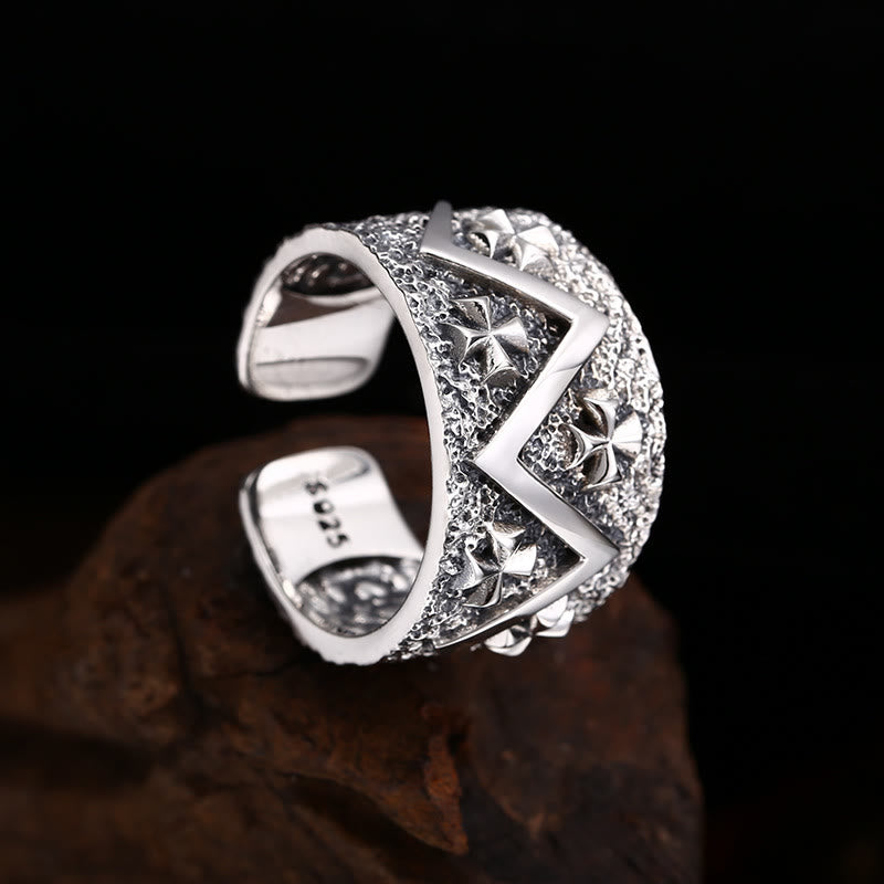 Christianartworkshop Classic 925 Silver Cross - Patterned Ring: A Profound Symbol of Faith - image 1