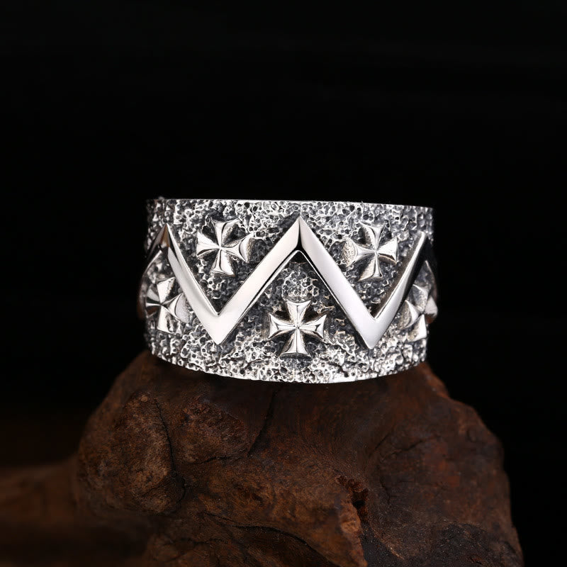 Christianartworkshop Classic 925 Silver Cross - Patterned Ring: A Profound Symbol of Faith - Suitable for US sizes 6-9 - image 0