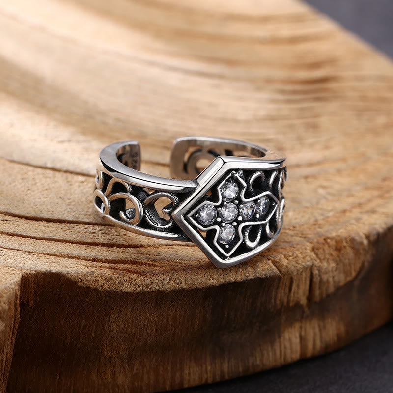 Christianartworkshop Handcrafted 925 Silver Open Cross Ring with Zircon: A Rare Fusion of Craftsmanship and Faith - image 1
