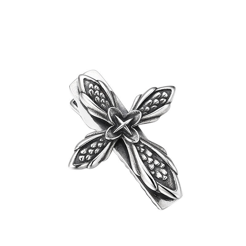 Vintage Textured Silver Cross Ornament Hair Clip - Elegant