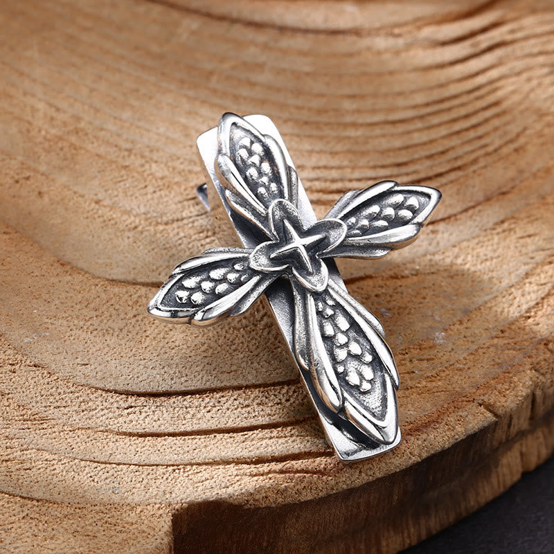 Vintage Textured Silver Cross Ornament Hair Clip - Elegant