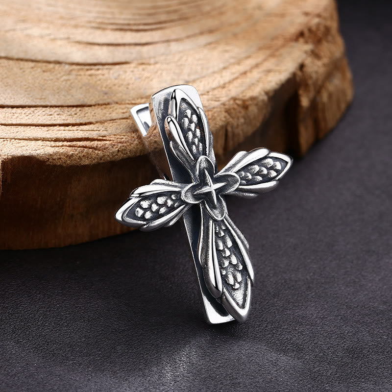 Vintage Textured Silver Cross Ornament Hair Clip - Elegant