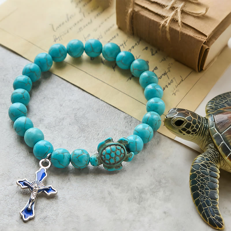 Christianartworkshop Ocean's Faith with Multicolored Natural Stone & Turtle Charm Animal Bracelet - Turquoise - image 7