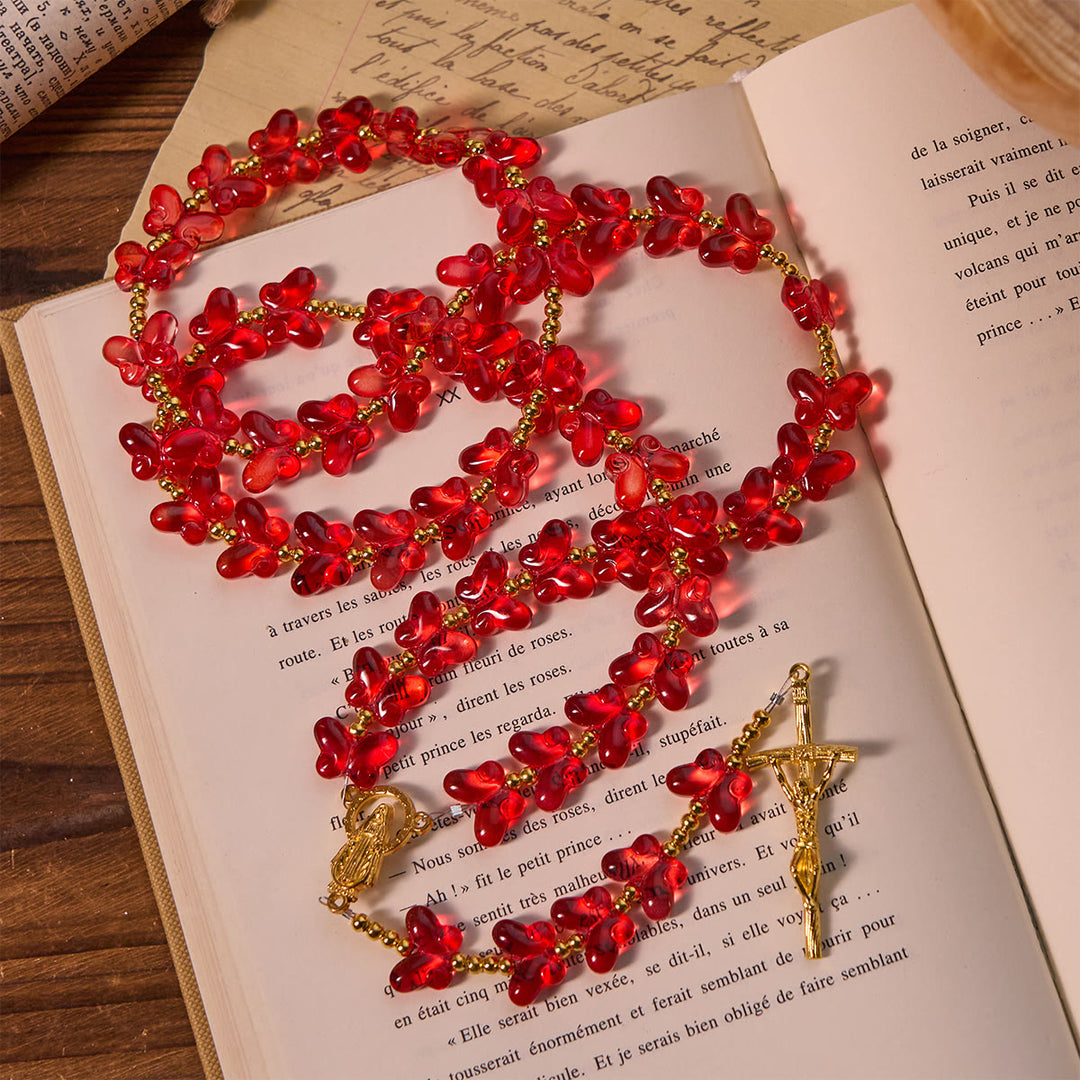 FREE Today: Our Lady's Grace with Blessed Red Butterfly Prayer Beads Animal Rosary - image 3