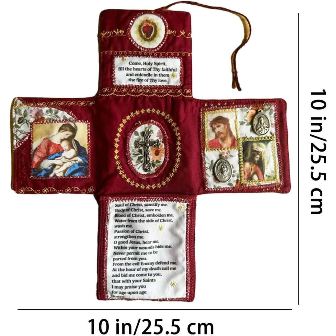 Christianartworkshop Handmade Embroidered Fabric Cross with Charms: A Rare Fusion of Craftsmanship and Faith - image 2